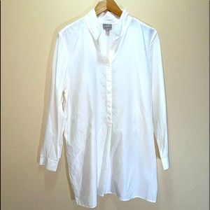 J. Jill off-white silk-cotton blend button-up blouse